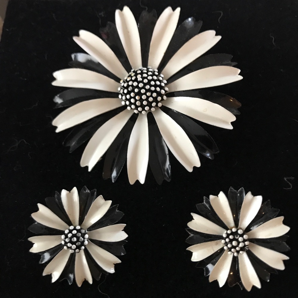 Vintage brooch and clip earring set